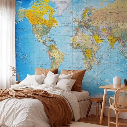 Wall Mural World Map 157x110 in (120.55 Sq Ft)