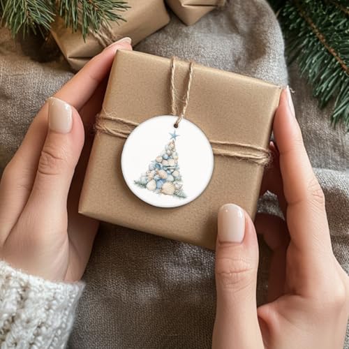 Blue Starfish Seashell Tree Christmas Ceramic Ornament Gifts