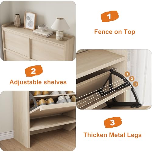 Shoe Cabinet with 4 Flip Drawers