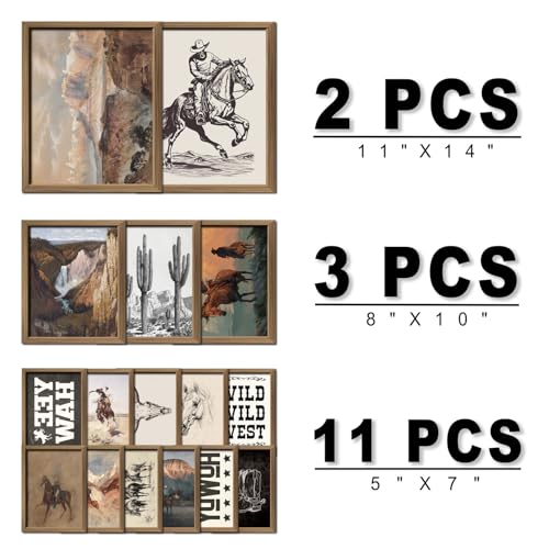 16 PCS Framed Western Wall Art Decor (16 Count)