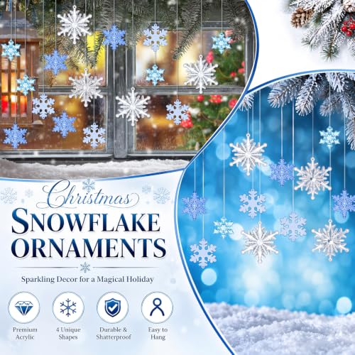Glacier 40 Pcs Christmas Snowflake Ornaments for Xmas Tree (40 Count)