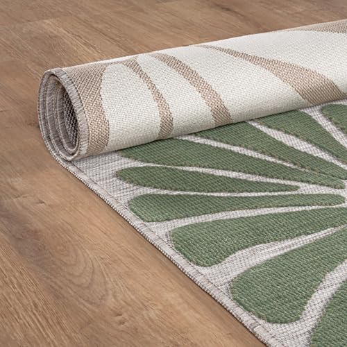 Outdoor Rug 9x12 Large Modern Floral Tropical Area Rugs for Outdoor and Indoor Patio Easy to Clean Non Shedding Living Room Porch Garden Washable Outside Carpet (108 Sq Ft)