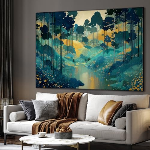 36"x46" Extra Large Framed Wall Art Whimsical Fantasy Forest