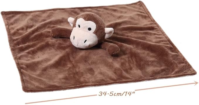 CREVENT Cozy Plush Baby Security Blanket Loveys for Baby Boys with Animal Face, Baby Shower/Birthday Gifts for Newborns Infant Toddler (Brown Monkey)