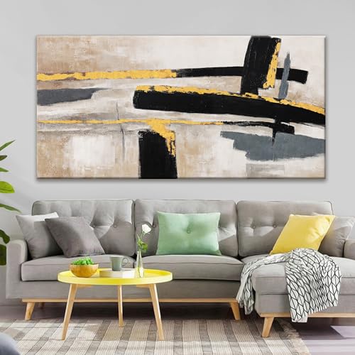 Abstract Wall Art Prints Large Canvas Wall Art Decor Prints Black And Gold Wall Art Decor Modern Paintings Home Wall Decorations For Living Room Bedroom Kitchen Office Decoration 29" × 58"