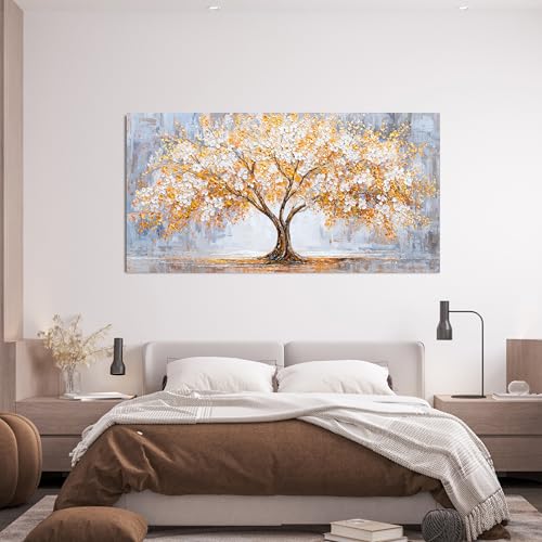 Golden Tree of Life Wall Art Decor Bedroom 24"X48" Botanical Wall Art Print