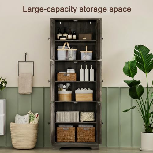 63.2" Tall Bathroom Storage Cabinet with 6 Doors