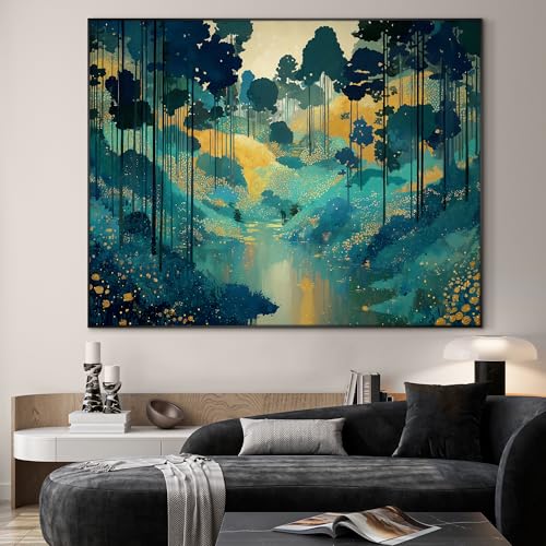 36"x46" Extra Large Framed Wall Art Whimsical Fantasy Forest