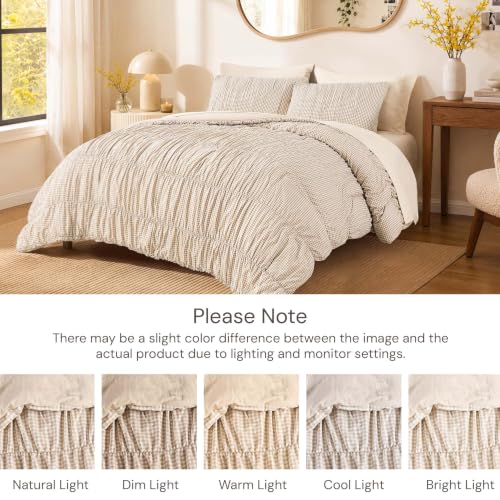 Tan Gingham Full Size Comforter Sets