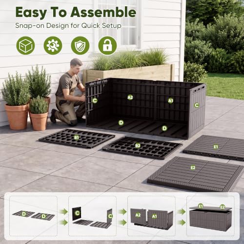 185 Gallon Deck Box Resin Outdoor Storage Box Waterproof