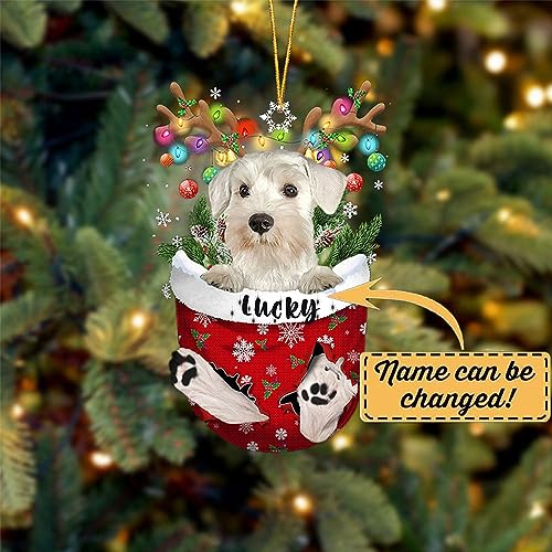White Miniature Schnauzer Dog Christmas Ornament