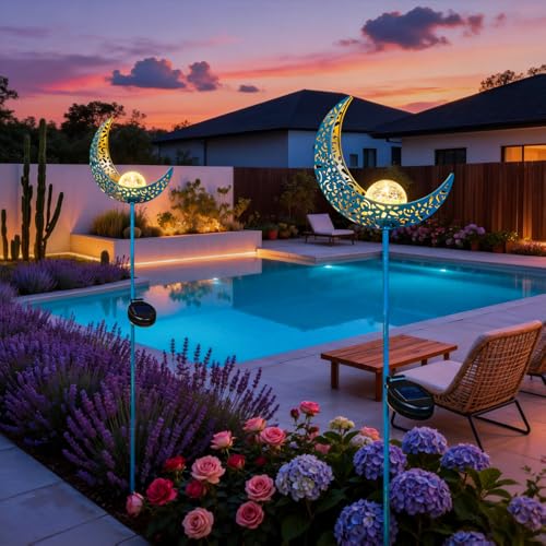 Moon Solar Garden Lights Outdoor Stakes