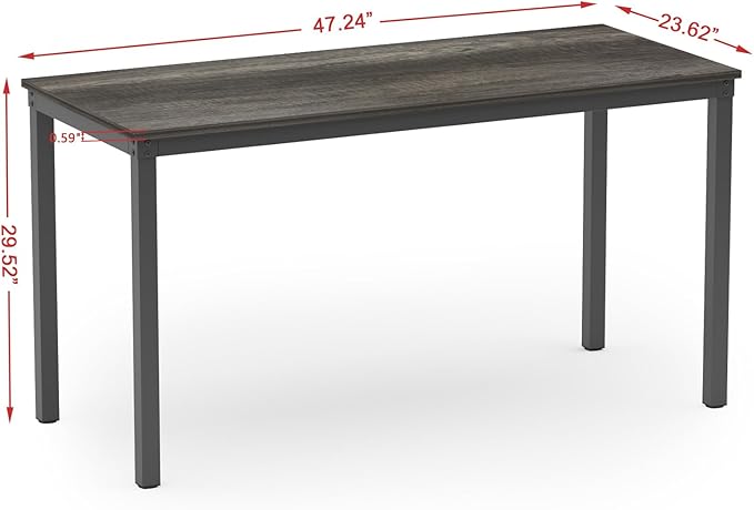 Teraves Computer Desk/Dining Table Office Desk Sturdy Writing Workstation for Home Office (47.24”, Black Oak)