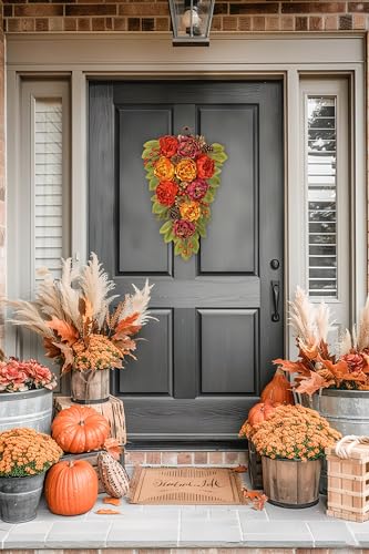 Fall Teardrop Swag with Peonies