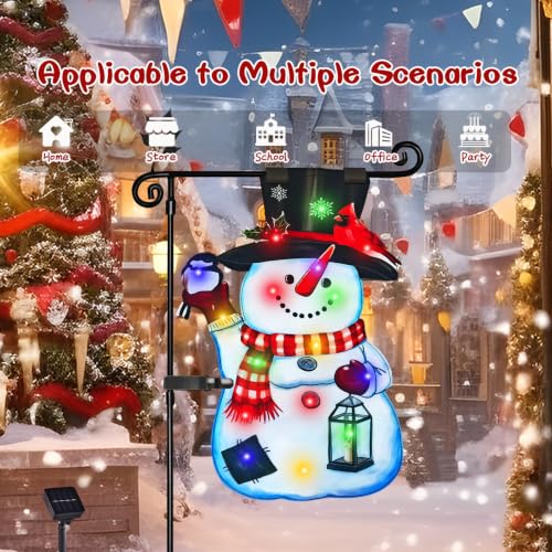 12x18 Solar Christmas Snowman Garden Flag
