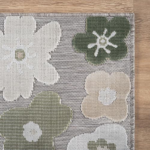Outdoor Rug 9x12 Large Modern Floral Tropical Area Rugs for Outdoor and Indoor Patio Easy to Clean Non Shedding Living Room Porch Garden Washable Outside Carpet (108 Sq Ft)