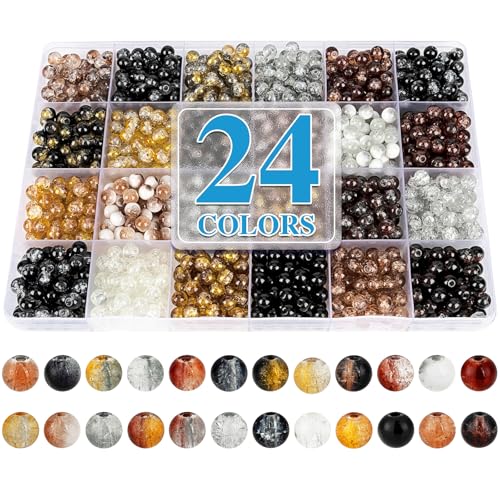 About 1200PCS 6mm Crack Glass Beads (1200 Count)