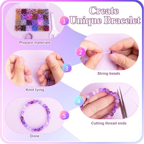 About 1200+ pcs 6mm Glass Beads Bracelet Making Kit (1200 Count)