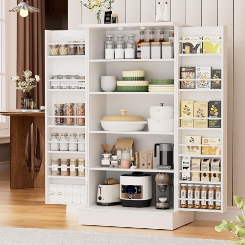47" Freestanding Kitchen Pantry Cabinet with Adjustable Shelves