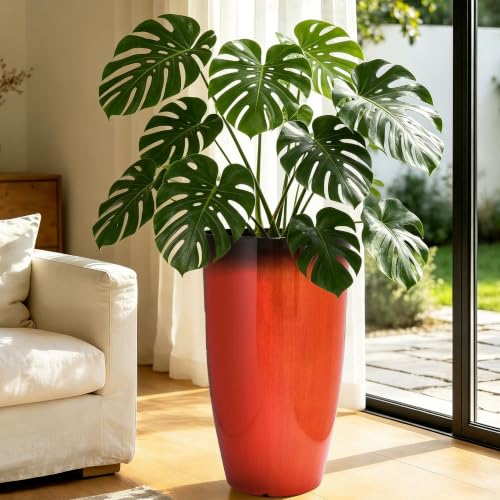 Autodaya 24" Faux Ceramic Large Planters for Outdoor Plants (2 Count)