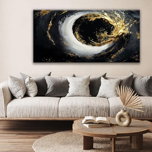 Abstract Wall Art For Living Room Modern Canvas Art Wall Decor Print Painting Abstract Wall Decor Pictures Black And Gold Wall Art Picture For Bedroom Hotel Home Artwork 24 X 48 Inch