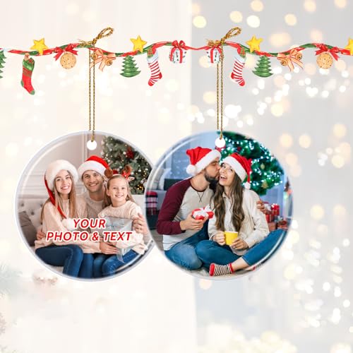 2 Pack Personalized Family Christmas Ornaments 2026 with Photo Text (2 Count)