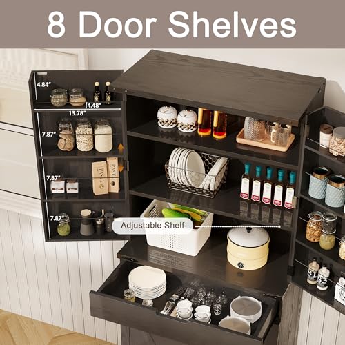 72" Kitchen Pantry Storage Cabinet with Doors and Shelves