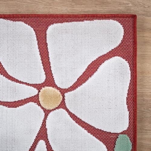 Outdoor Rug 10x14 Large Modern Floral Tropical Area Rugs for Outdoor and Indoor Patio Easy to Clean Non Shedding Living Room Porch Garden Washable Outside Carpet (140 Sq Ft)