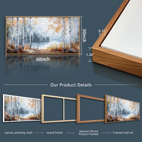 Large Wall Art For Living Room Canvas Wall Decor For Bedroom Office Decorations Trees Forest Landscape Painting Lake view Wall Pictures Home Decor Printing Artwork Wood Framed 30x60 In