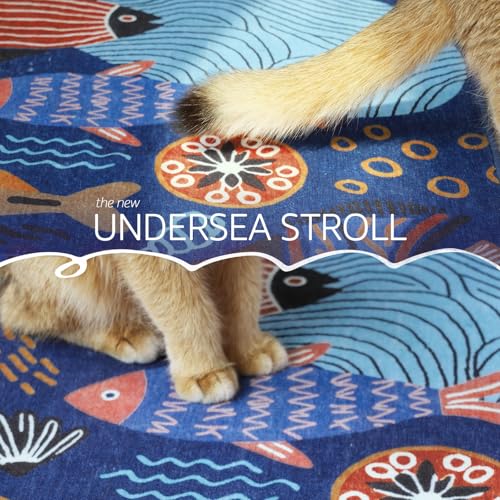 4ft Coastal Round Rug Kids Washable Fun Rug Colorful Ocean Fish Small Mat Non Slip 4' Round Soft Circle Mat Lightweight Cozy Carpet for Bedroom Nursery Playroom Dorm Daycare Bathroom Blue