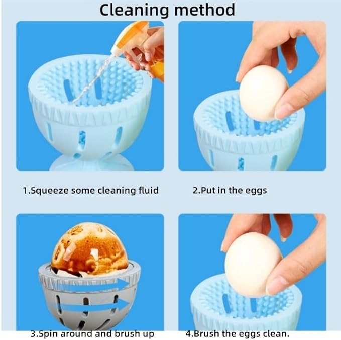 Silicone Egg Wash and Brush, Egg Wash and Brush, Egg and Duck Egg Cleaning Brush, for Removing Dirt and Debris from Eggshells, Suitable for Homes, Restaurants and Farms Egg Collector(Gray)