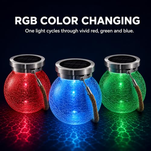 Solar Glass Jar Lantern RGB Color Changing (6 Count)