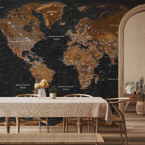 Wall Mural World Map 177x124 in (152.63 Sq Ft)