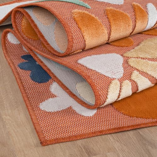 Outdoor Rug 8x10 Modern Floral Tropical Area Rugs for Outdoor and Indoor Patio Easy to Clean Non Shedding Living Room Porch Garden Washable Outside Carpet (80 Sq Ft)