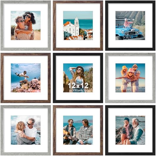 12x12 Picture Frames Set of 9 for Wall Mounting (9 Count)