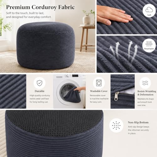 Round Stuffed Pouf Ottoman