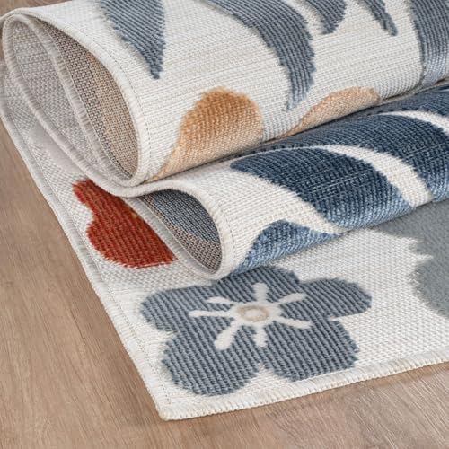 Outdoor Rug 10x14 Large Modern Floral Tropical Area Rugs for Outdoor and Indoor Patio Easy to Clean Non Shedding Living Room Porch Garden Washable Outside Carpet (140 Sq Ft)