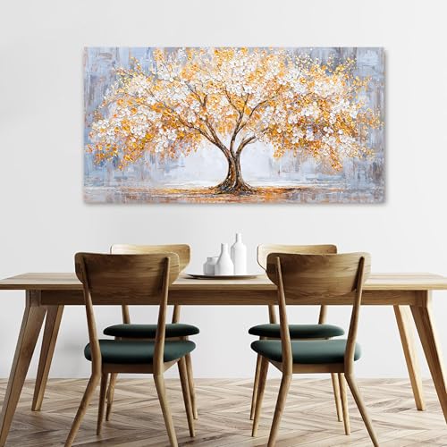 Golden Tree of Life Wall Art Decor Bedroom 24"X48" Botanical Wall Art Print
