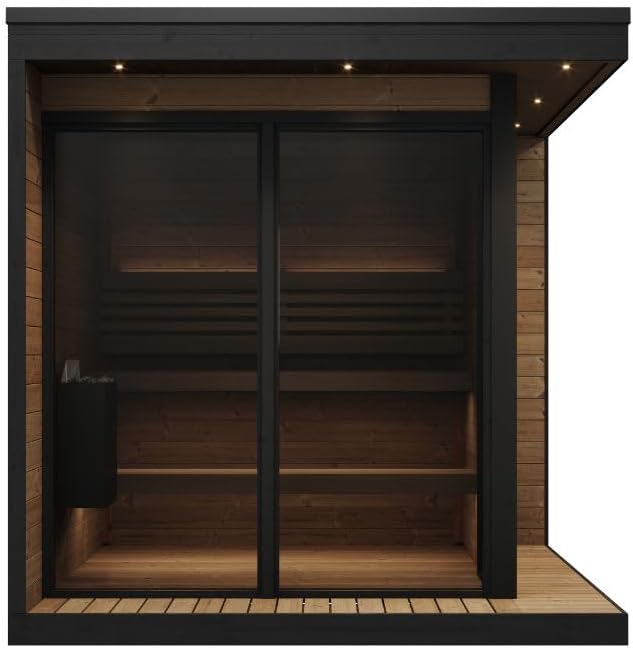 GL6 Outdoor Sauna Kit, Garden Luxury-Series Outdoor DIY Sauna Kit, Thermo-Spruce, up to 6 Persons Bundles (Sauna Heater and Sauna Stones Included) (Drop 9 WiFi - White)