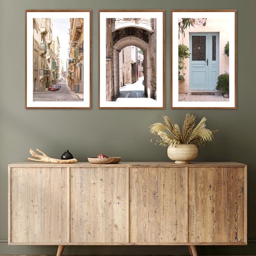 KAlRNE European Street Scenery Mediterranean Wall Art Italy Set (3 Count)