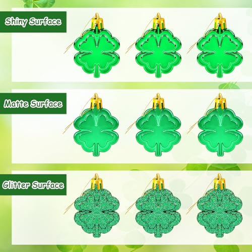 24Pcs St Patricks Day Ornaments for Tree Four Leaf Clover Decor (24 Count)