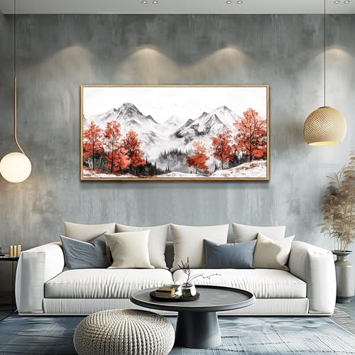 Canvas Wall Art For Living Room Large Wall Decor For Bedroom Red Tree Ink