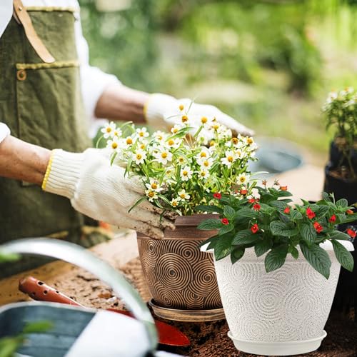 6 Inch Flower Pots Planters for Indoor Outdoor Plants (6 Count)