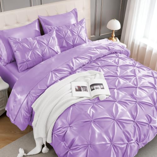 Satin King Size Comforter Set Lilac