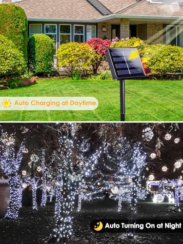 Solar Christmas Lights Outdoor 4 Pack 132FT 400LED String Lights Cool White (4 Count)