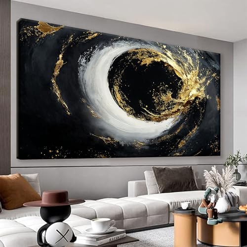 Abstract Wall Art For Living Room Modern Canvas Art Wall Decor Print Painting Abstract Wall Decor Pictures Black And Gold Wall Art Picture For Bedroom Hotel Home Artwork 24 X 48 Inch