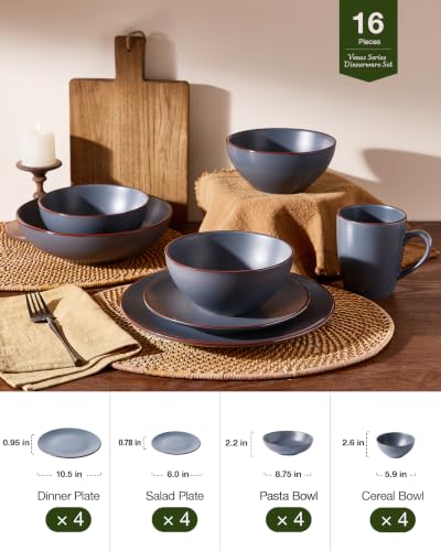 Venus Stoneware Dinnerware Sets with Pasta Bowls (16 Count)