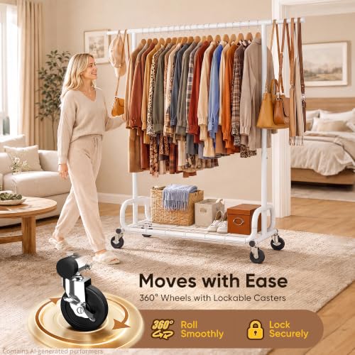 Clothes Rack 450LBS Adjustable Garment Rack with Wheels