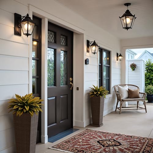 23.5" Front Porch Resin Rattan Tall Planters 2 Pc (2 Count)