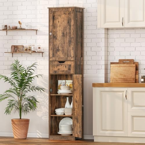66.9" Tall Bathroom Storage Cabinet with 2 Doors & 1 Drawer